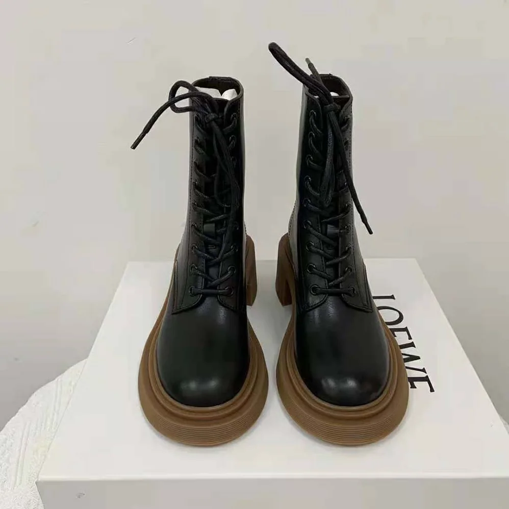 Loewe Combat Boot in Calfskin for Women in Black