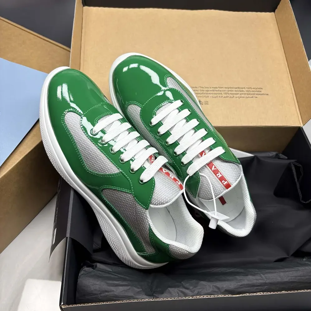 Prada Patent Leather And Technical Fabric Prada America'S Cup Sneakers for Unisex in Green Prada Patent Leather And Technical Fabric Prada America'S Cup Sneakers for Unisex in Green
