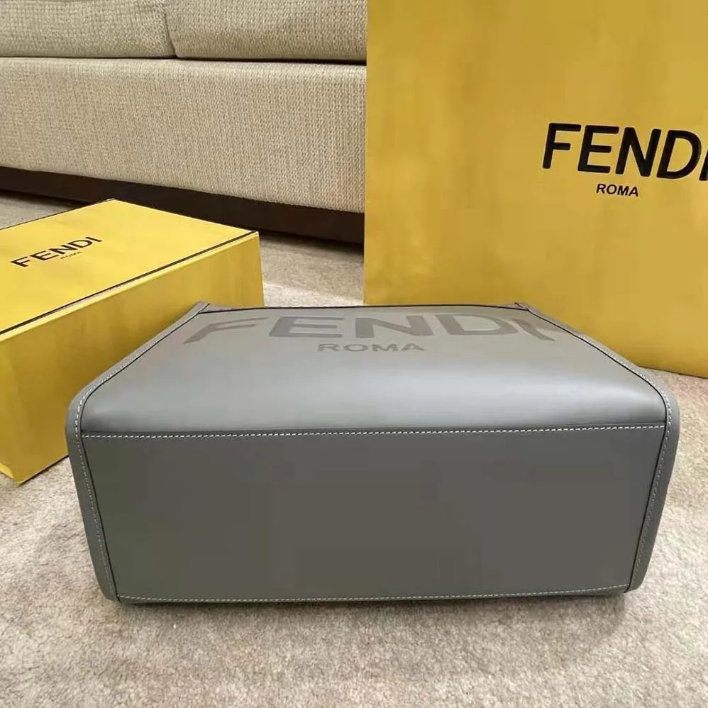Fendi Sunshine Medium Leather Shopper for Women in Silver Fendi Sunshine Medium Leather Shopper for Women in Silver