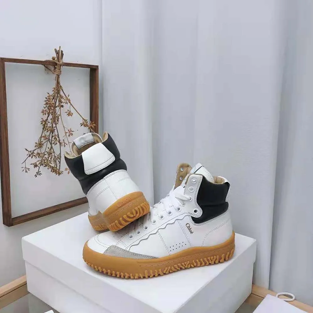 Chloe Franckie High-Top Sneaker in Smooth Calfskin for Women in Black