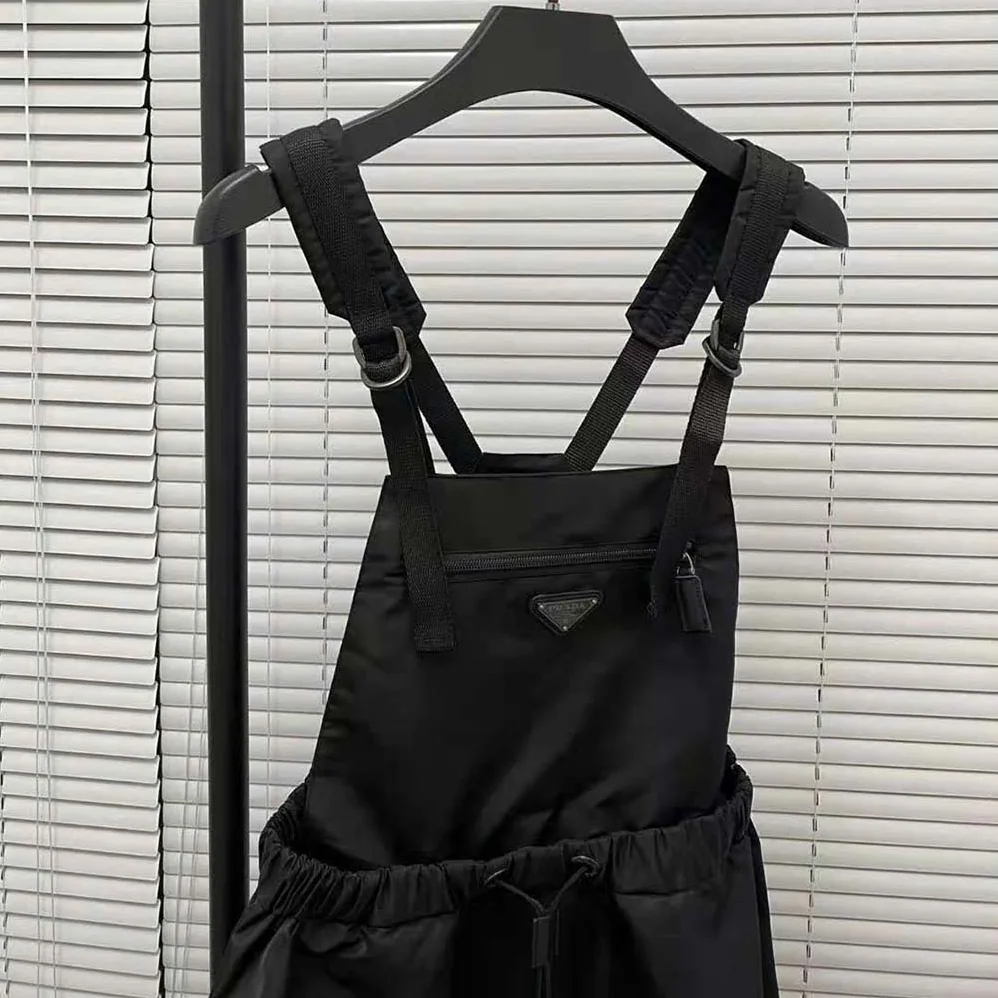 Prada Re-Nylon Gabardine Pinafore Dress for Women in Black Prada Re-Nylon Gabardine Pinafore Dress for Women in Black