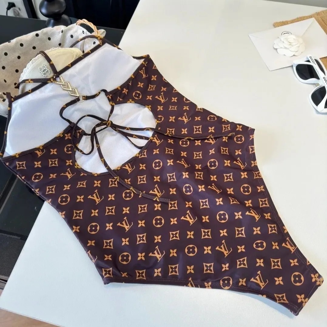 Louis Vuitton Monogram One in Piece Swimsuit Brown Monogram