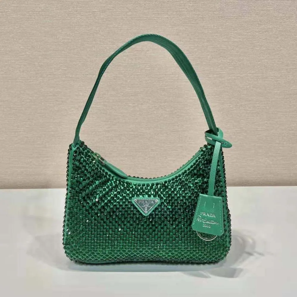 Prada Satin Mini-Bag with Crystals for Women in Green