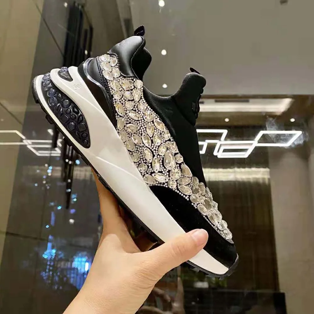 Jimmy Choo Memphis/F Ballet Black Mix Neoprene and Leather Low Top Trainers for Women