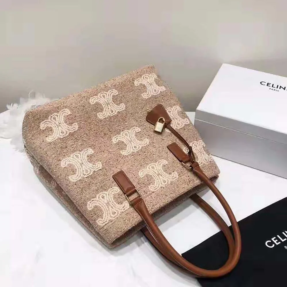 Celine Horizontal Cabas Celine in Triomphe Jacquard and Calfskin for Women