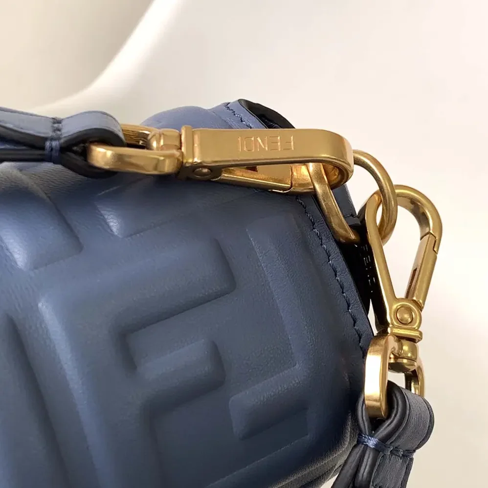 Fendi Medium Baguette Blue Leather Bag for Women