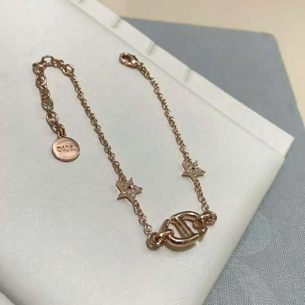 Dior CD Navy Bracelet Rose Gold-Finish Metal and White Crystals for Women