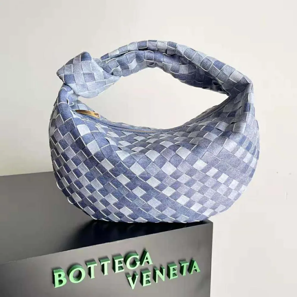 Bottega Veneta Mini Jodie Intrecciato Denim Effect Leather Top Handle Bag for Women
