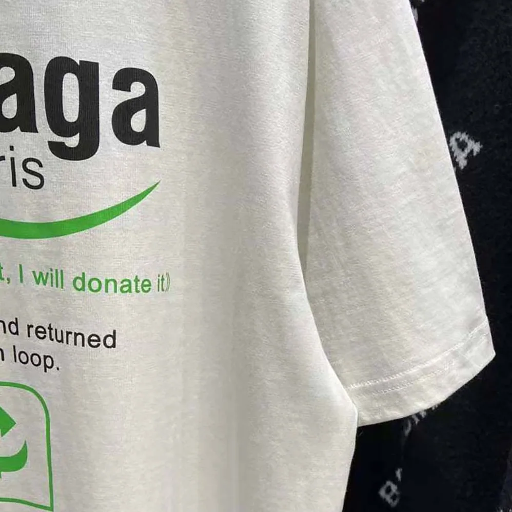 Balenciaga Dry Cleaning Boxy T-Shirt in White and Green Vintage Jersey for Women