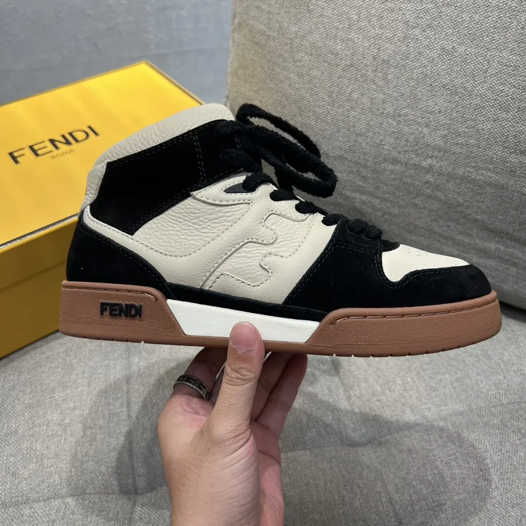 Fendi FD Fendi Match Lace-Up Hight-Tops Sneakers Black 8E8358AHH2F1FZB Fendi FD Fendi Match Lace-Up Hight-Tops Sneakers Black 8E8358AHH2F1FZB