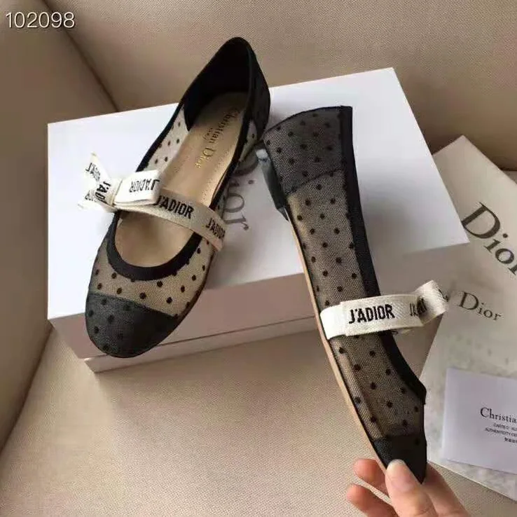 Dior Miss J'Adior Dotted Swiss Tulle Ballet Pump for Women in Black Dior Miss J'Adior Dotted Swiss Tulle Ballet Pump for Women in Black