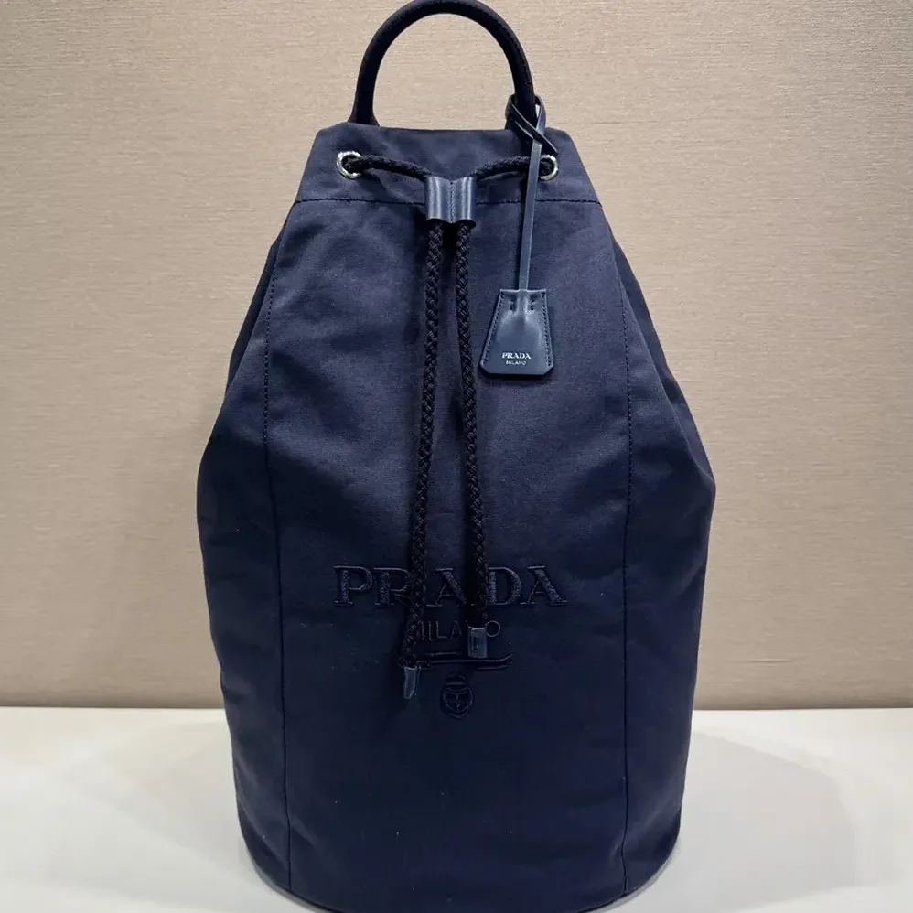 Prada Canvas Drawstring Duffle Bag for Unisex in Navy