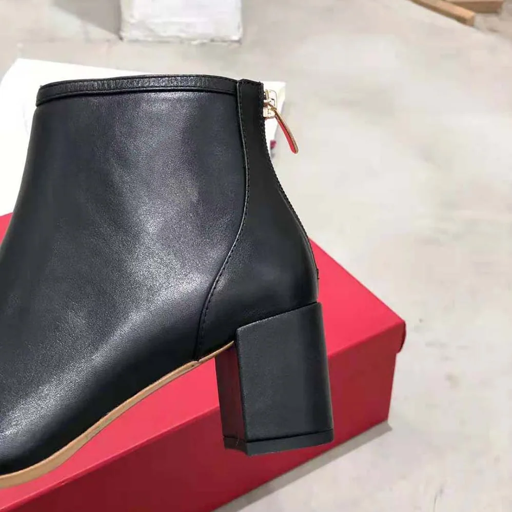 Salvatore Ferragamo Vara Chain Bootie in 70mm Heel for Women in Black