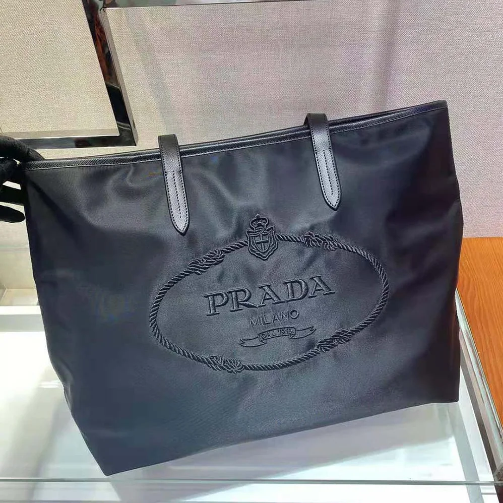 Prada Nylon Tote with Embroidered Logo for Women