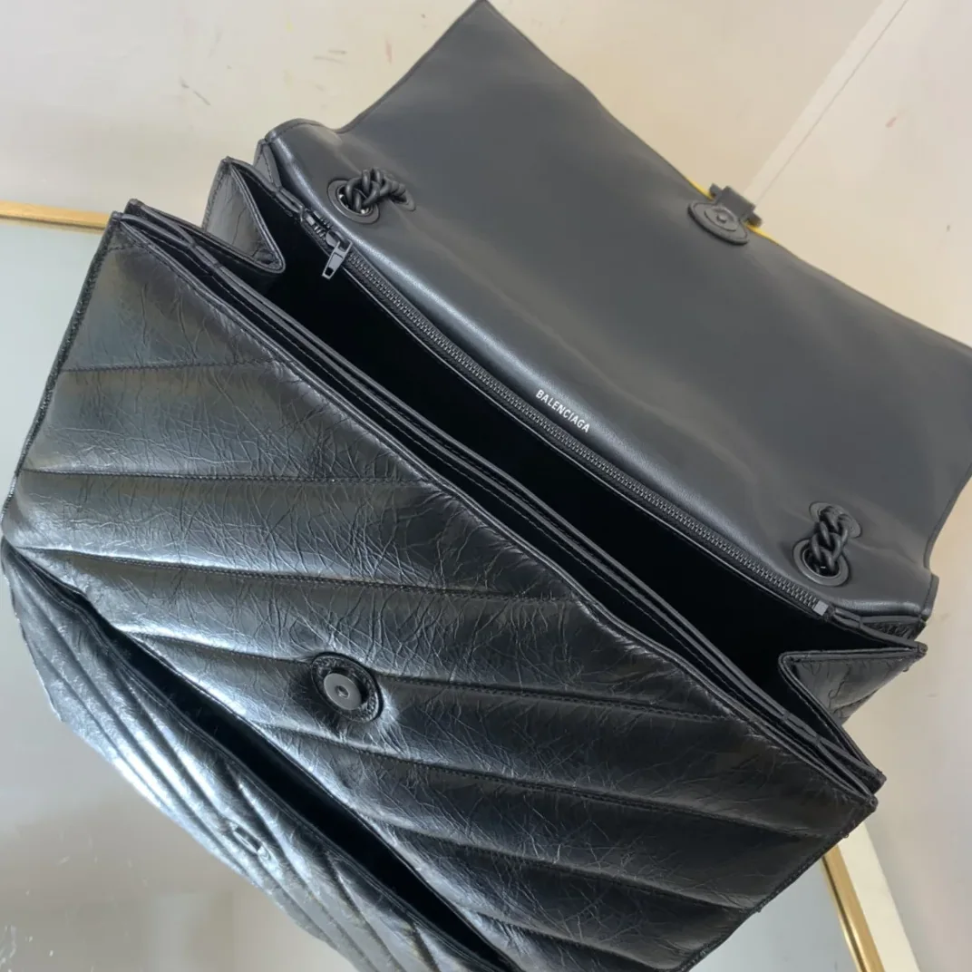 Balenciaga Crush Large Chain Bag Quilted In Black / Balenciaga Crush Large Chain Bag Quilted In Black /