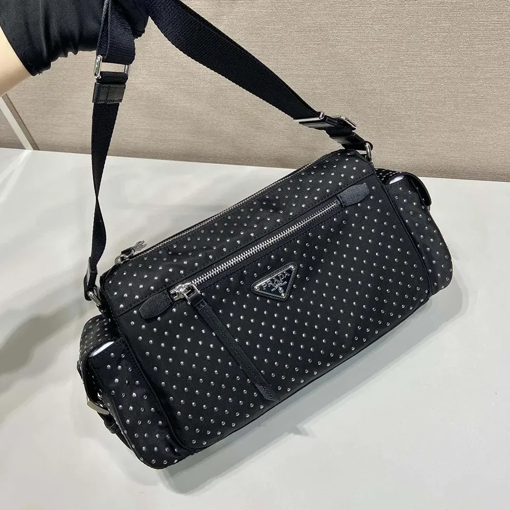 Prada Re for Women in Nylon Bag with Studs Prada Re for Women in Nylon Bag with Studs