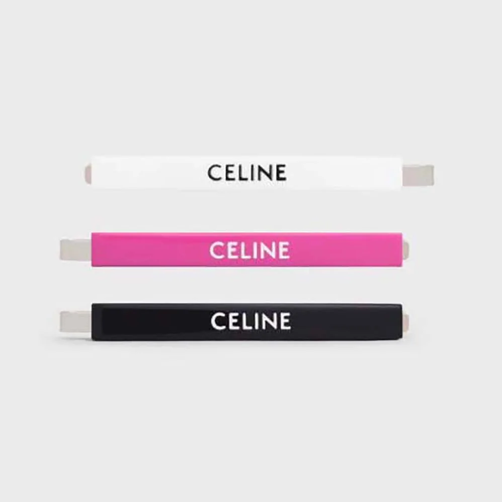 Celine Monochroms Set of 3 Hair Clips in Acetate and Steel for Women Celine Monochroms Set of 3 Hair Clips in Acetate and Steel for Women