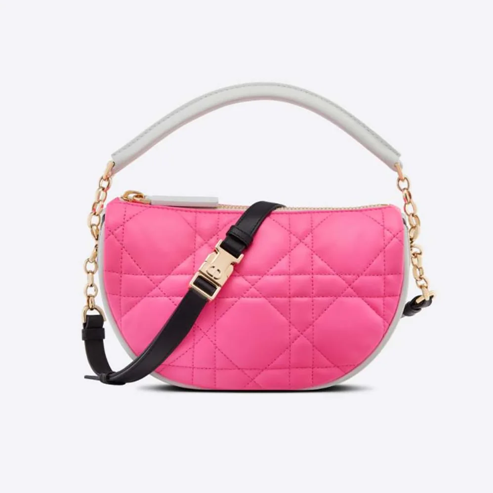 Dior Small Dior Vibe Hobo Bag Fluorescent Pink Macrocannage Lambskin for Women Dior Small Dior Vibe Hobo Bag Fluorescent Pink Macrocannage Lambskin for Women