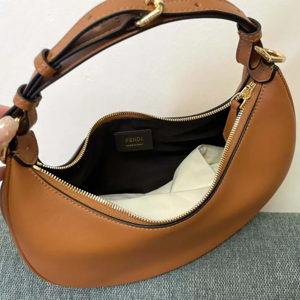 Fendi Fendigraphy Small Brown Leather Bag for Women