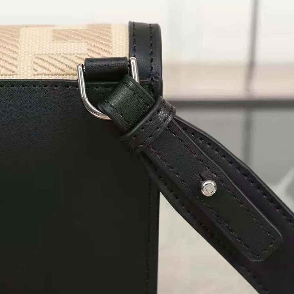 Fendi Flat Baguette Leather Bag for Men in Black