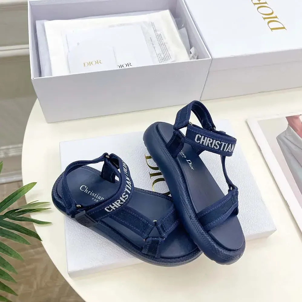 Dior Dioriviera D-Wave Sandal Deep Blue Technical Fabric for Women