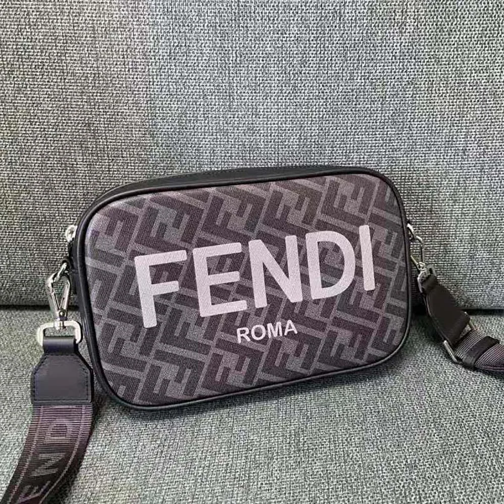 Fendi Camera Case Black FF Fabric Bag for Men