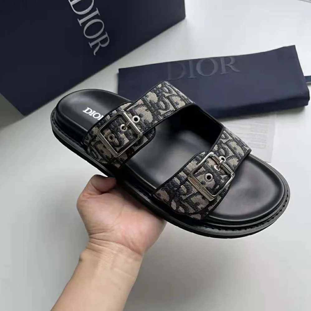 Dior Aqua Sandal Beige and Black Dior Oblique Jacquard for Men Dior Aqua Sandal Beige and Black Dior Oblique Jacquard for Men
