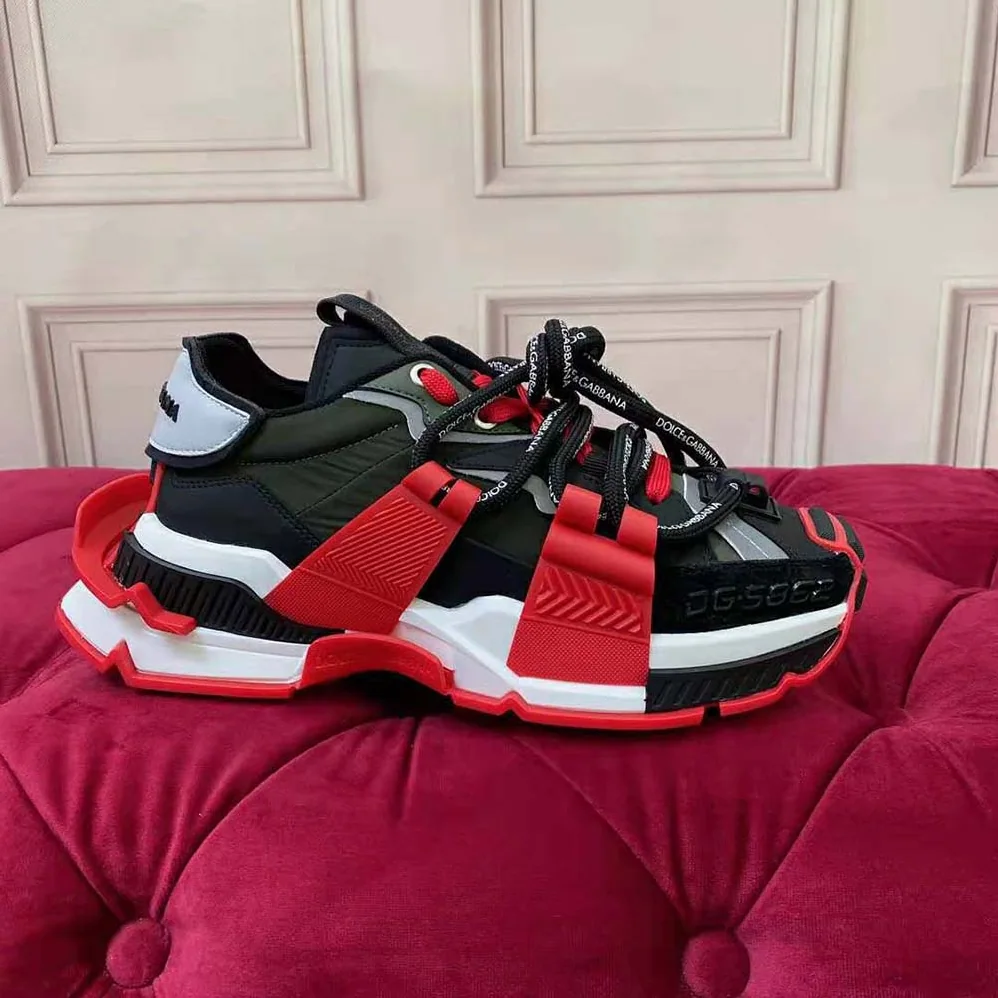 Dolce Gabbana D&G Mixed-Material Space Sneakers for Men in Maroon