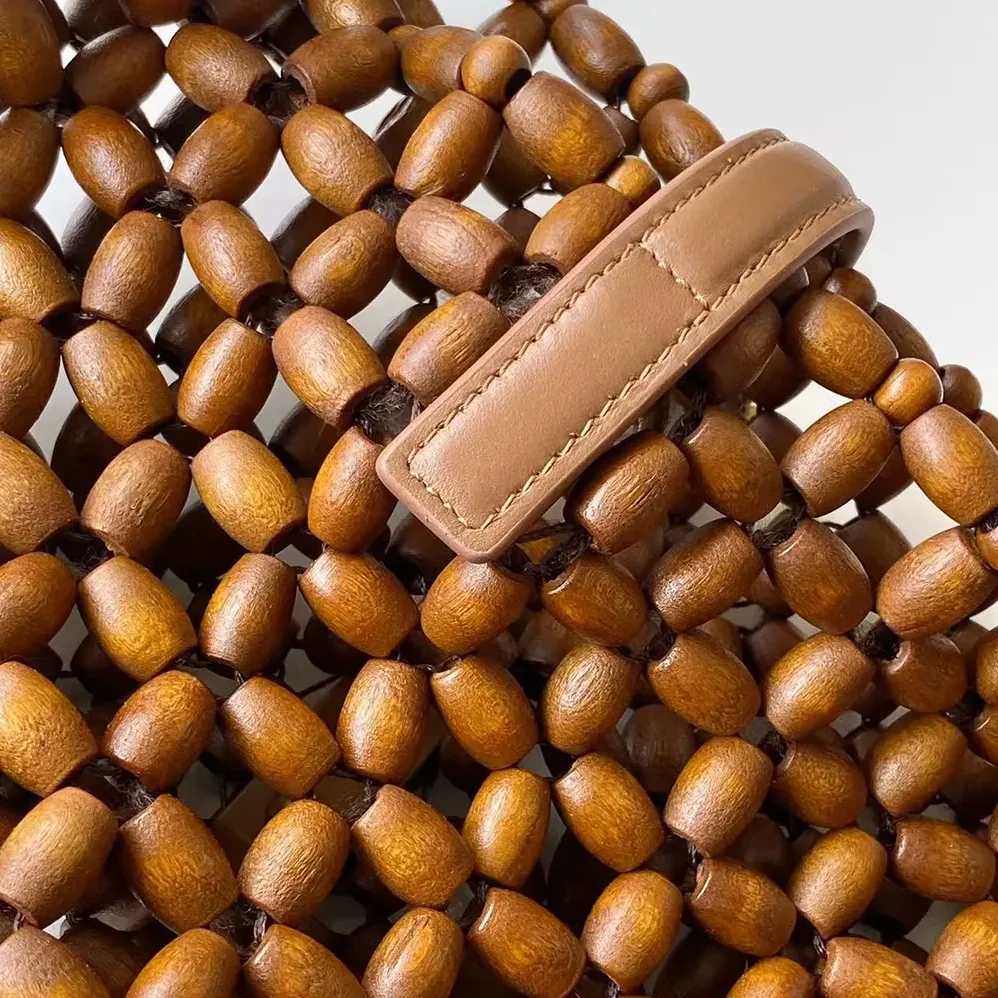 Saint Laurent YSL Le 5 À 7 In Wood Beads for Women in Brown