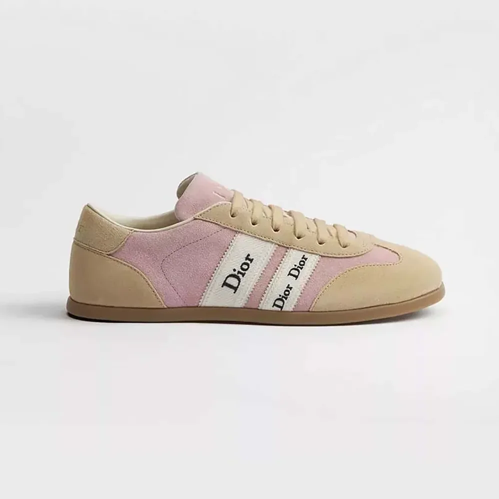 Dior Ribbon Sneaker Pink and Beige Suede Calfskin for Unisex Dior Ribbon Sneaker Pink and Beige Suede Calfskin for Unisex