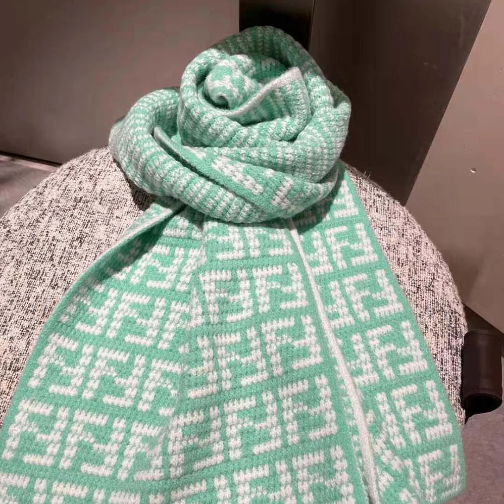Fendi FF Scarf Mint Green Cashmere Scarf for Women