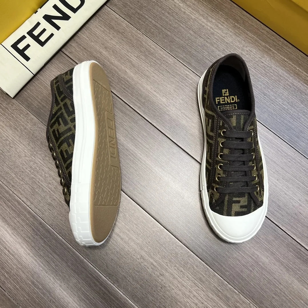 Fendi FD Domino Fabric Low-Tops Sneakers Brown 7E1553AJZXF0R7V Fendi FD Domino Fabric Low-Tops Sneakers Brown 7E1553AJZXF0R7V