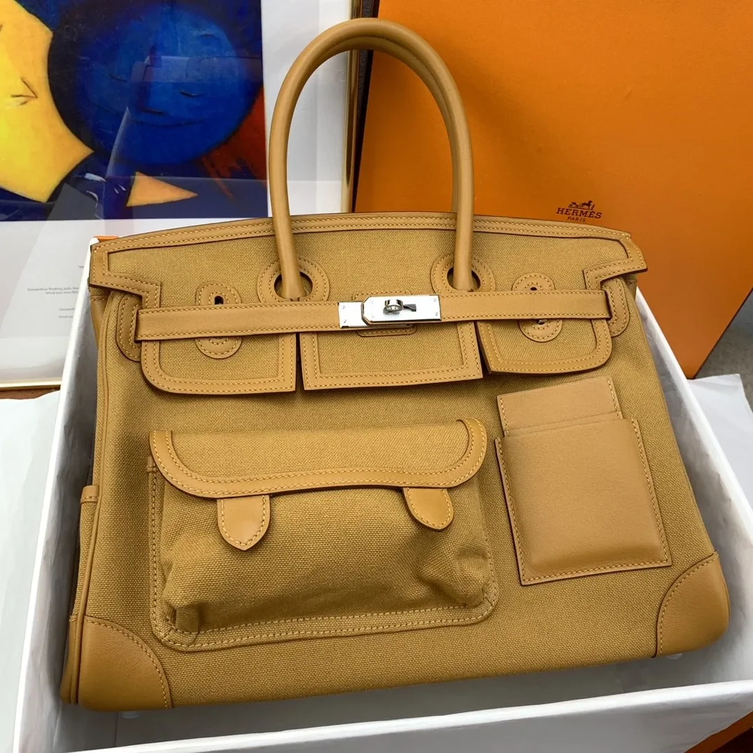 Hermes Birkin Cargo 35 Beige, Silver Toned Hardware Bag
