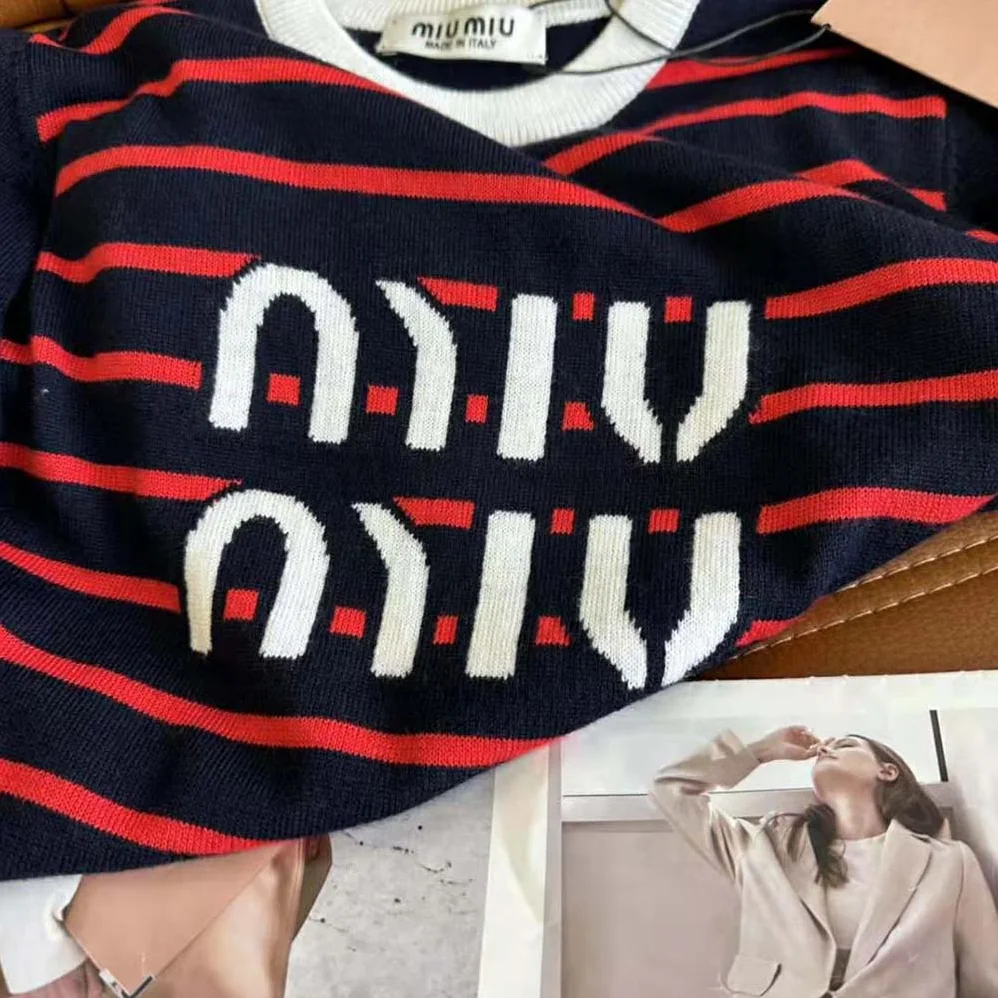 Miu Miu Wool Crew-Neck Sweater for Women in Black