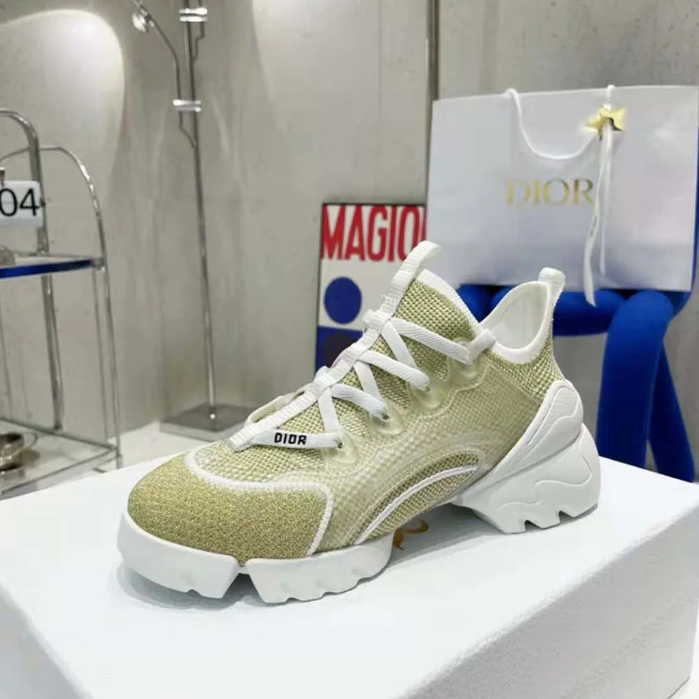Dior D-Connect Sneaker Gold for Women in Tone Laminated Mesh