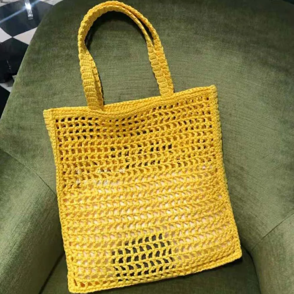 Prada Raffia Tote Bag for Women in Yellow