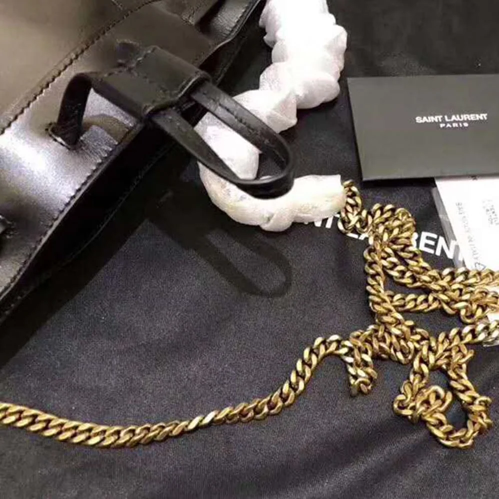 Saint Laurent YSL Saffiano Leather Mini Shoulder Bag for Women in Black Saint Laurent YSL Saffiano Leather Mini Shoulder Bag for Women in Black
