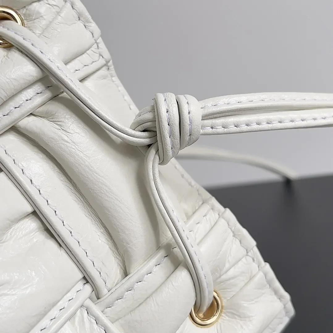 Bottega Veneta Small Cassette Bucket Bag White