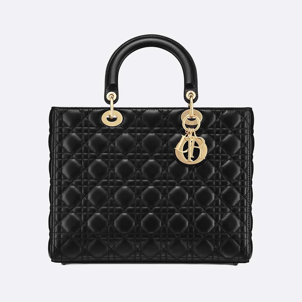 Dior Lady Dior Lambskin Tote Bag for Women in Black Dior Lady Dior Lambskin Tote Bag for Women in Black