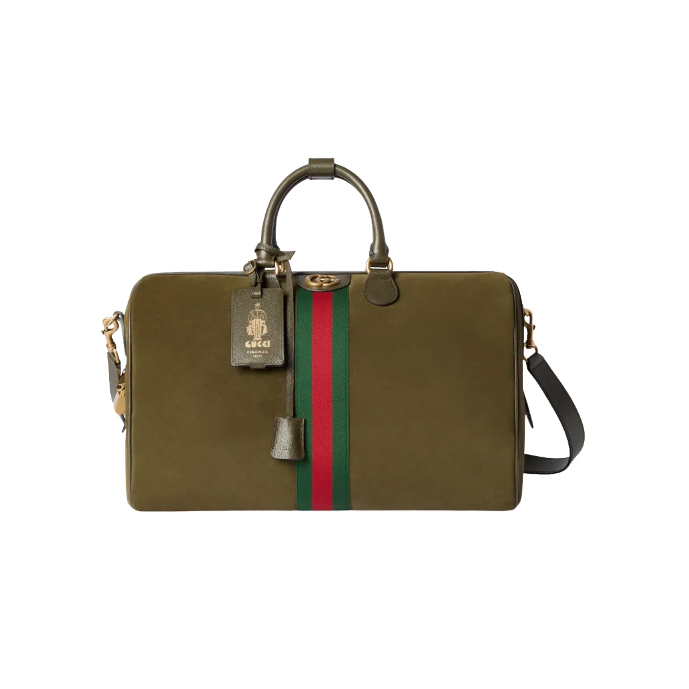 Gucci Savoy Medium Duffle Travel Bag in Dark Green Gold Hardware