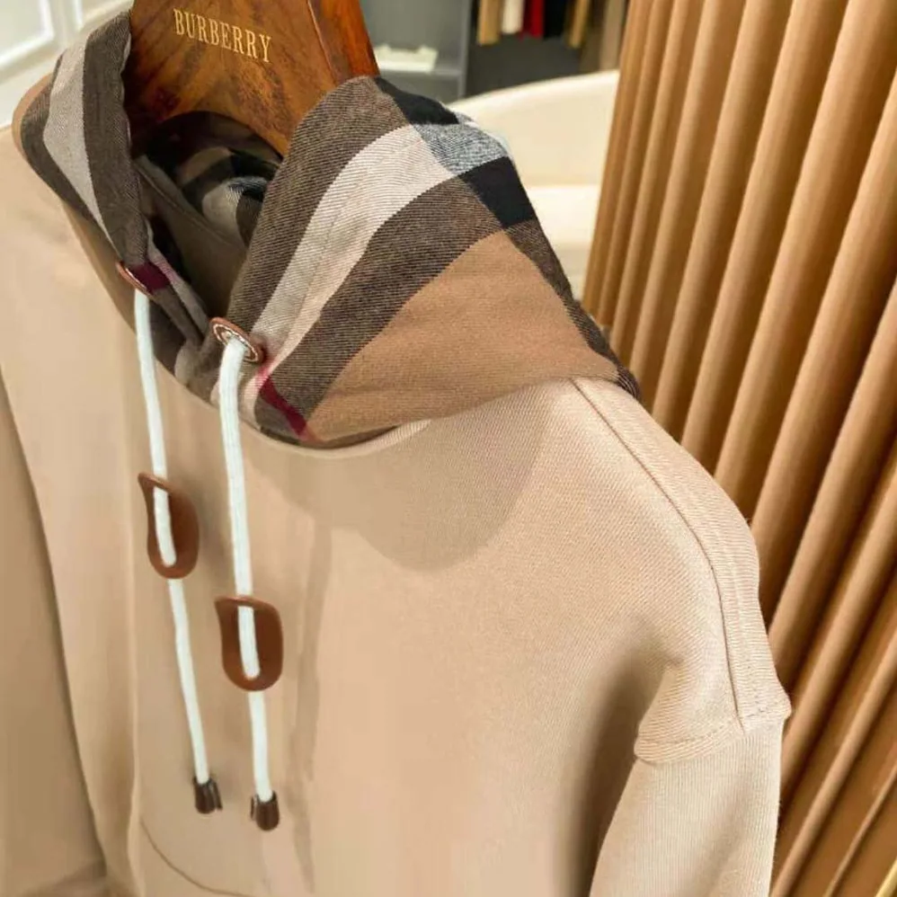 Burberry Check Hood Cotton Blend Hoodie for Men in Brown Burberry Check Hood Cotton Blend Hoodie for Men in Brown