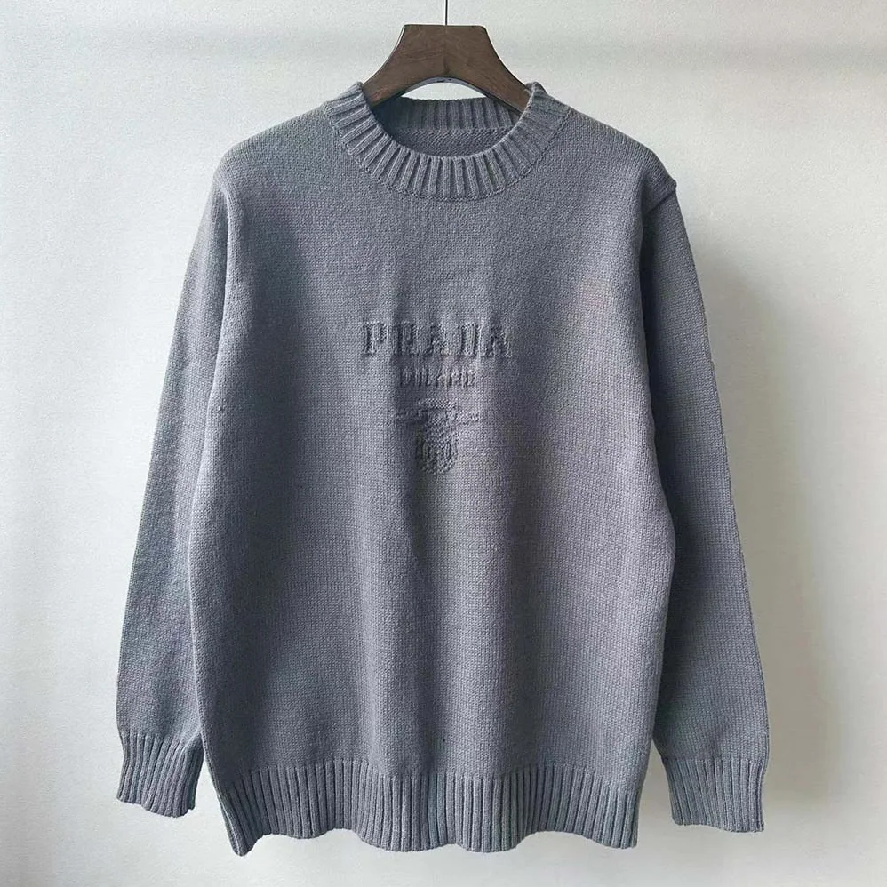 Prada Wool and Cashmere Crew-neck Sweater for Men in Silver