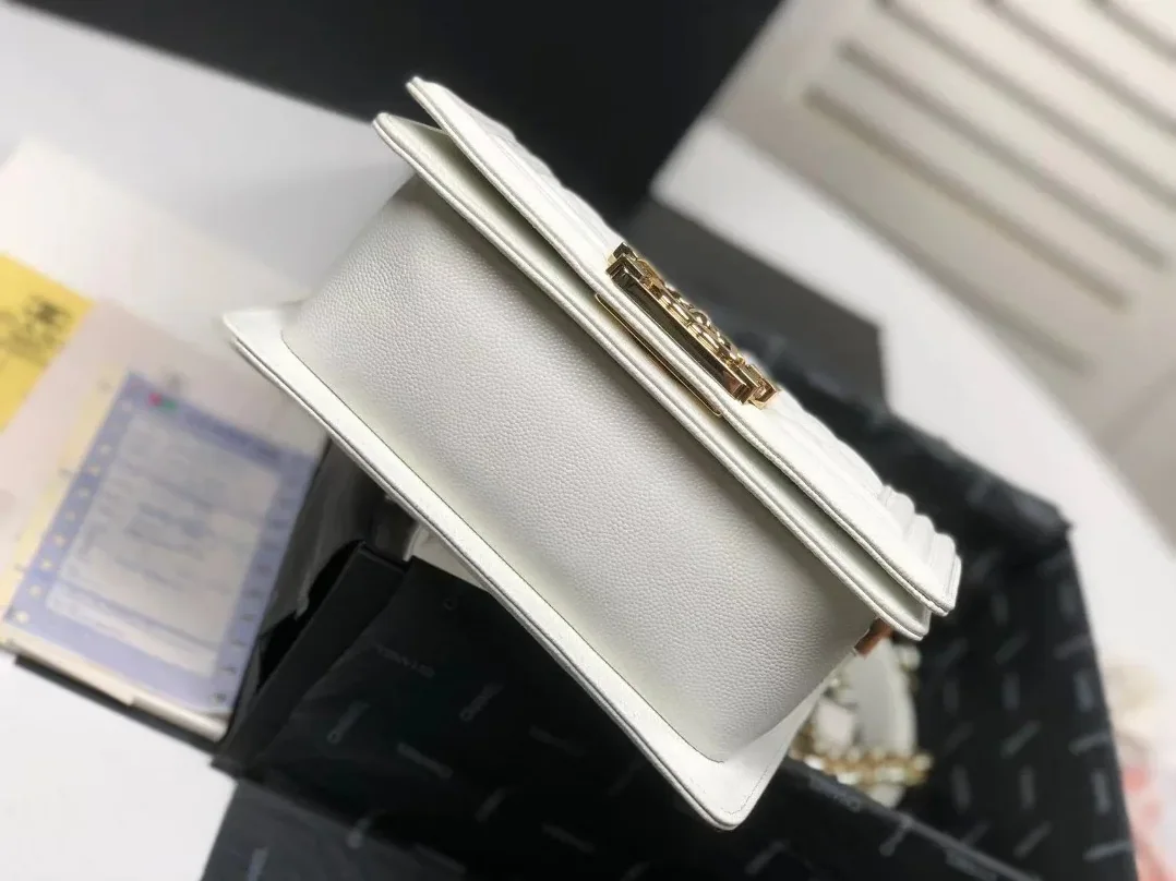 Chanel Boy Flap Small Crossbody Bag in White Gold Hardware