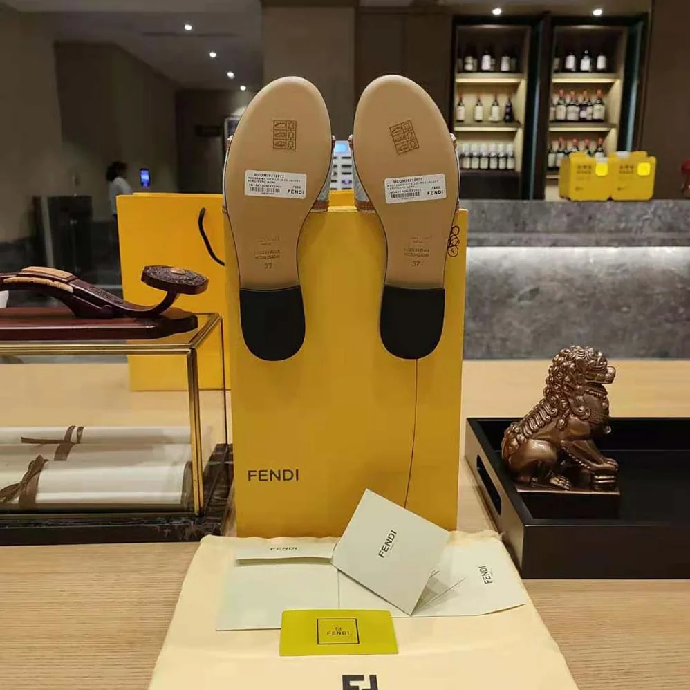 Fendi Signature Light Blue Denim Slides for Women