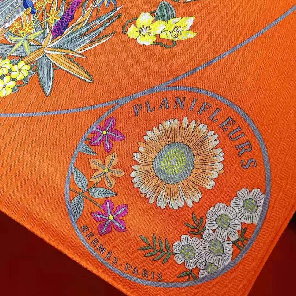 Hermes Planifleurs Scarf 90 for Women in Orange