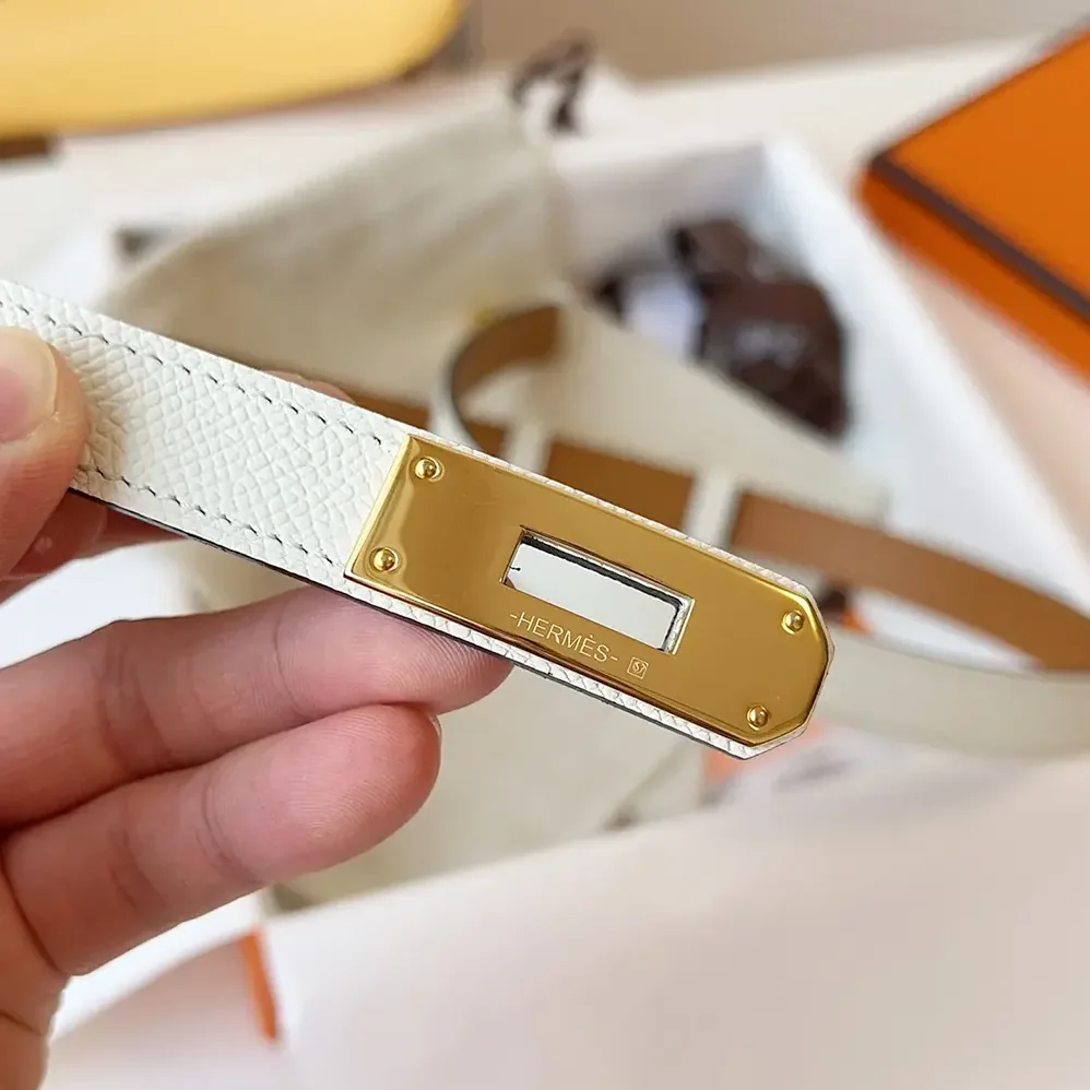 Hermes Kelly 18 Belt for Women in White