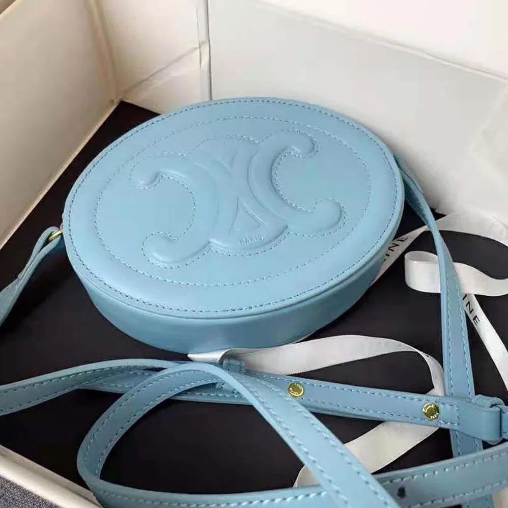 Celine Crossbody Oval Purse Cuir Triomphe in Smooth Calfskin for Women in Blue