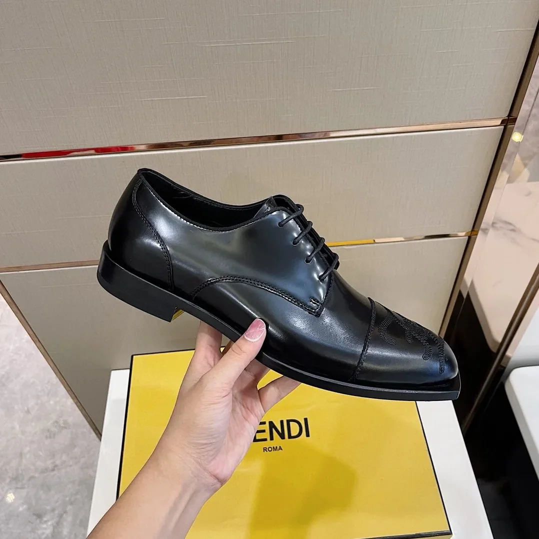 Fendi FF Cap Toe Lace Ups Black Fendi FF Cap Toe Lace Ups Black