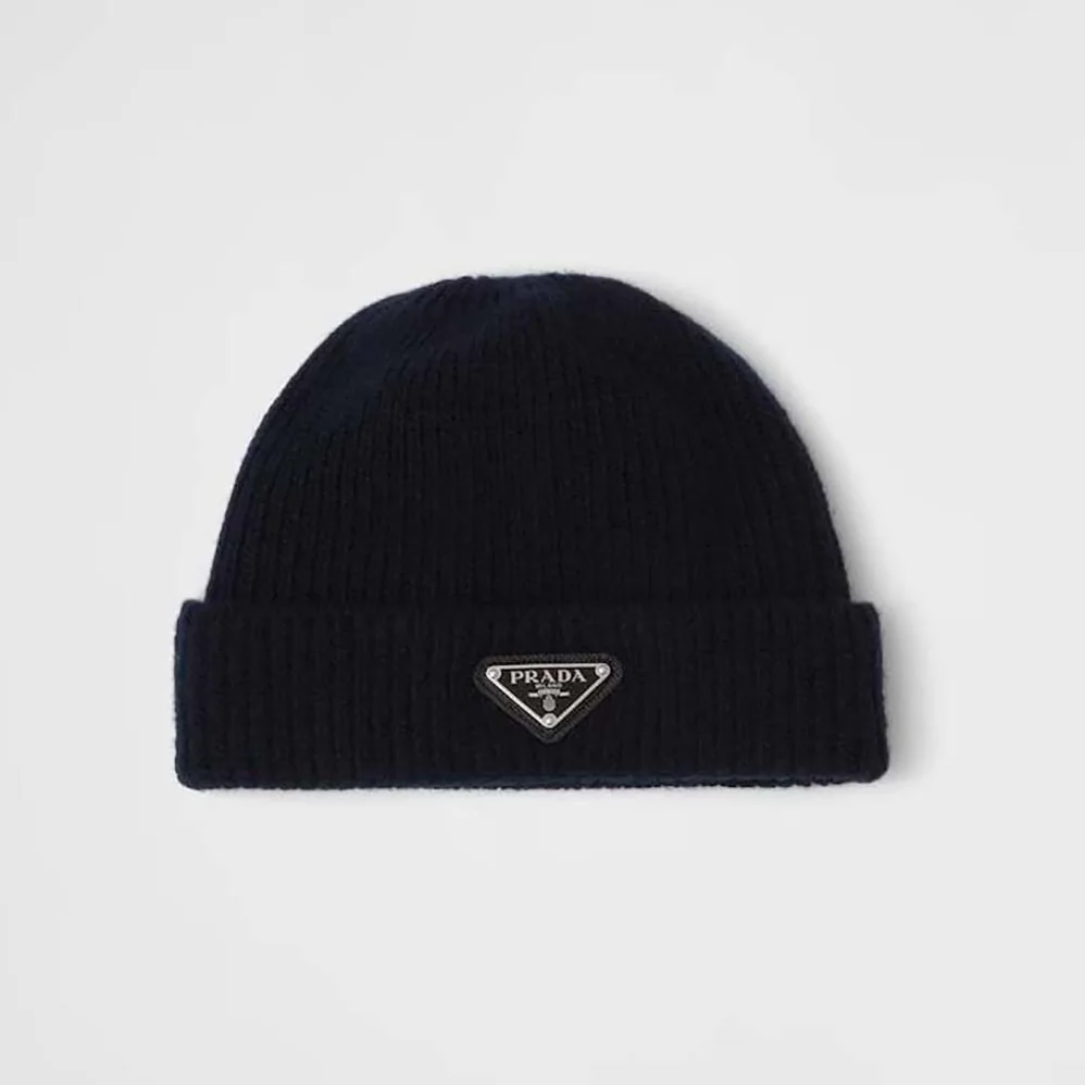 Prada Wool and Cashmere Beanie for Unisex in Navy
