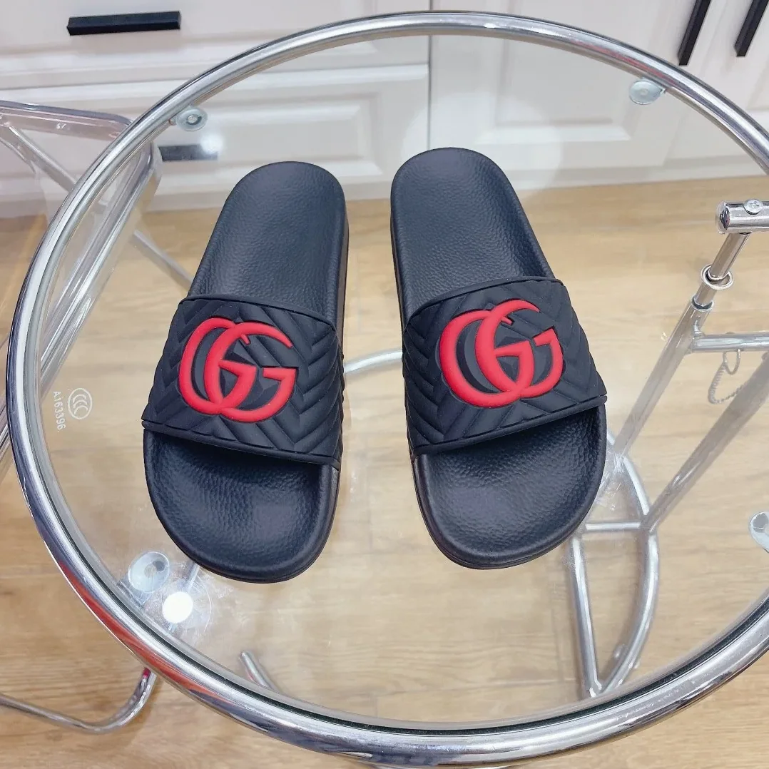 Gucci Quilted GG Rubber Slide Black And Red for Women